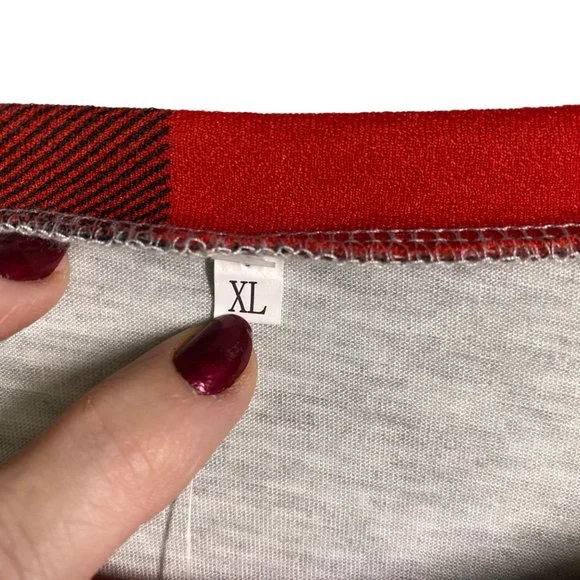 Amasoo holiday Christmas long sleeve tee plaid red, black, gray women's XL - Picture 7 of 9